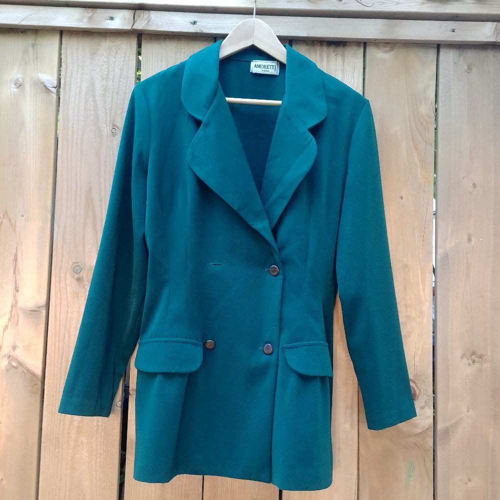 Vintage 80s90s Forest Green Double Breasted Blazer